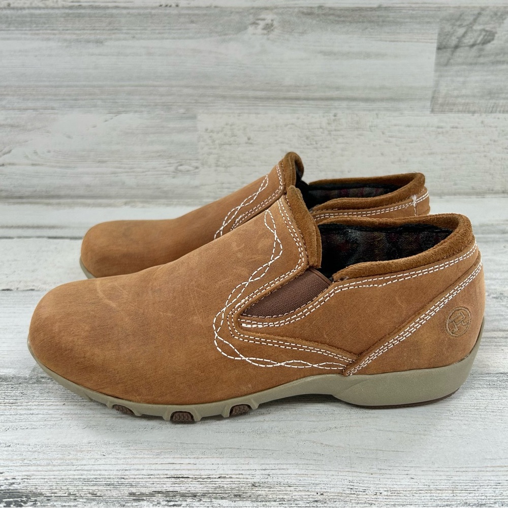 ROPER Petty Tumbled Western Brown Leather Slip On Shoes 6